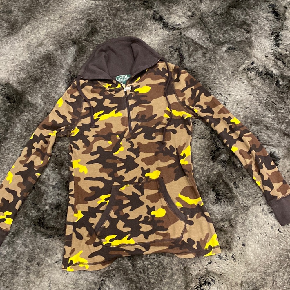 L-RL Lauren Active Ralph Lauren Brown yellow Camo 1/3 zip